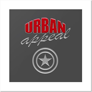 Urban Appeal Red And Metallic Silver Logo-Style Design Posters and Art